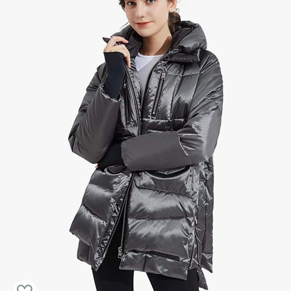 Hooded Down Winter Jacket - Space Gray - image 4